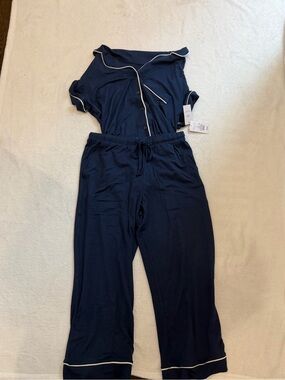 Auden Cloud Knit Navy Pajama Set Size S NWT